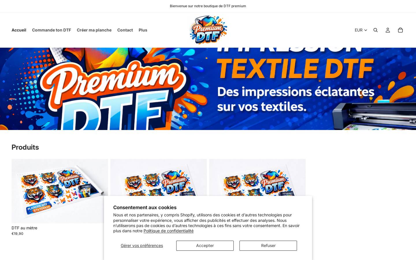 premium-dtf.com homepage screenshot