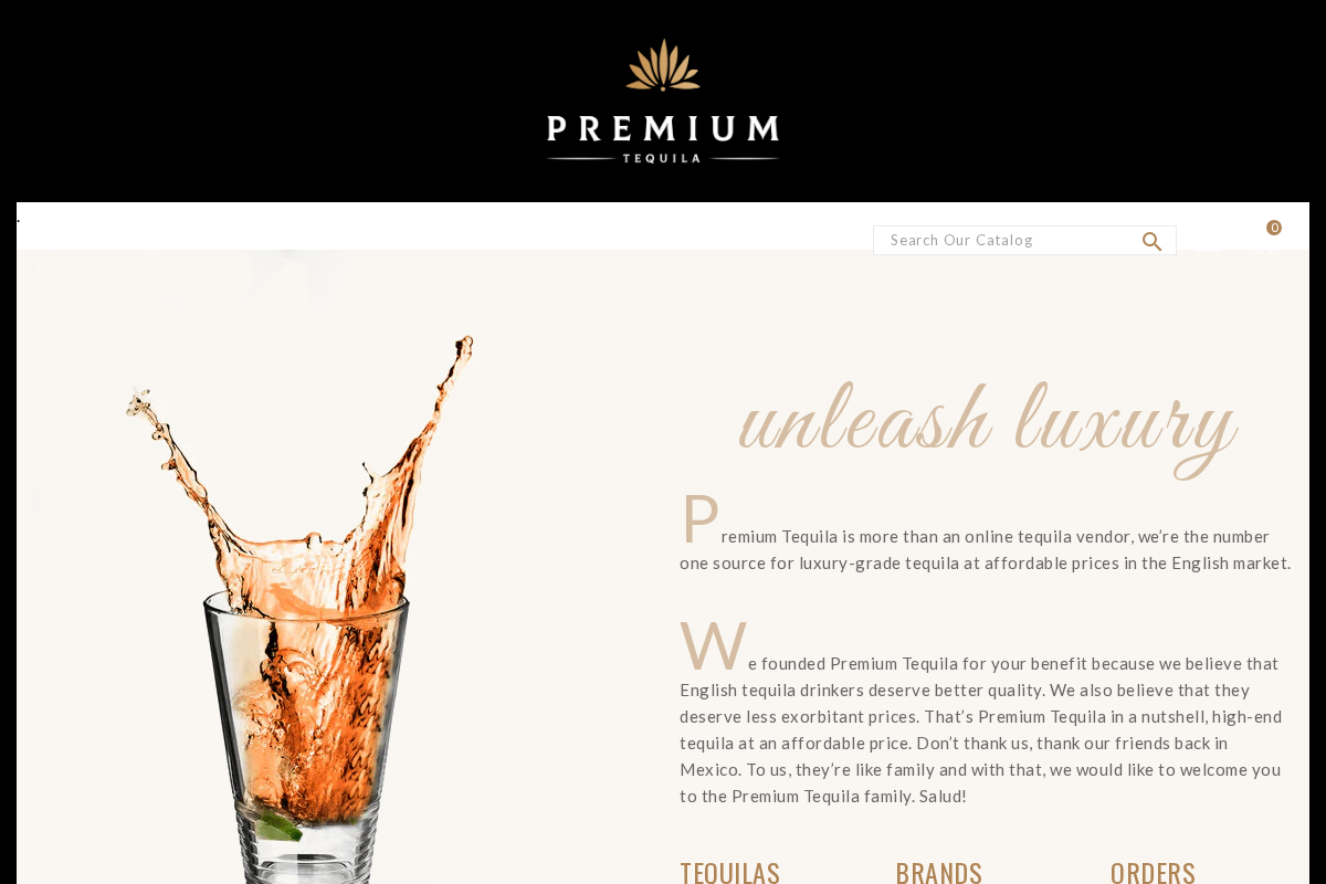 Premium Tequila homepage screenshot