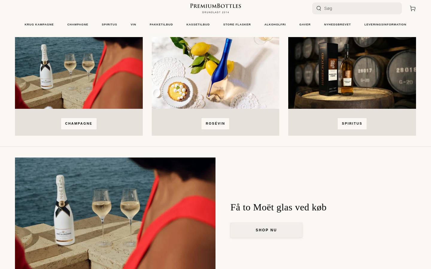 PremiumBottles.dk homepage screenshot
