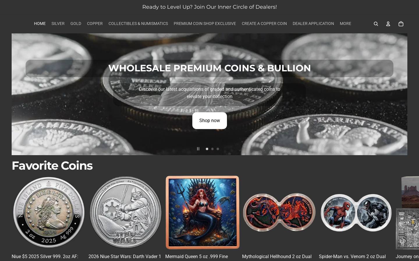 premiumcoinshop.com homepage screenshot