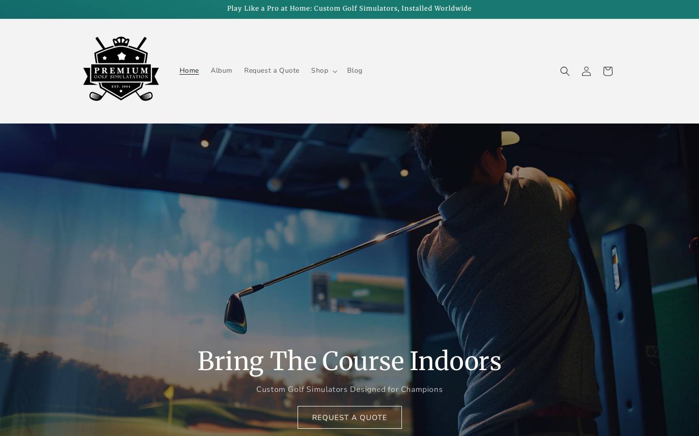 premiumgolfsimulation.com homepage screenshot