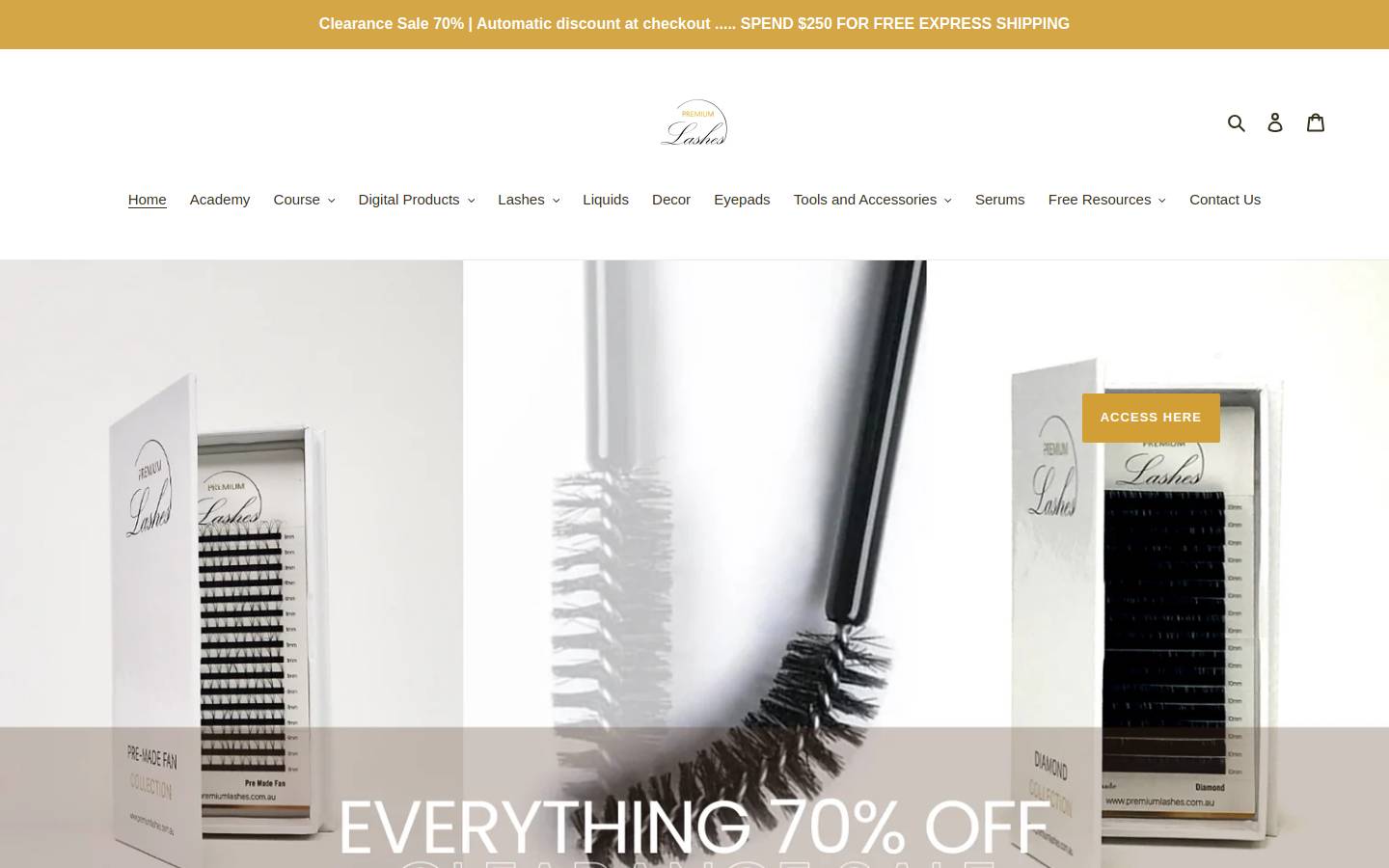 premiumlashes.com.au homepage screenshot