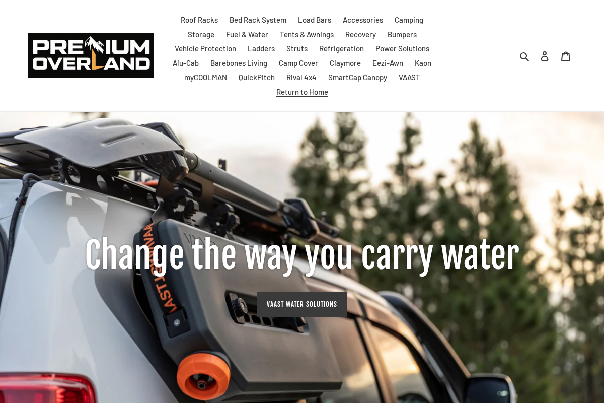 Premium Overland Outfitters homepage screenshot