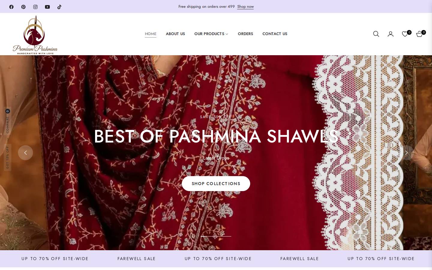premiumpashmina.com homepage screenshot