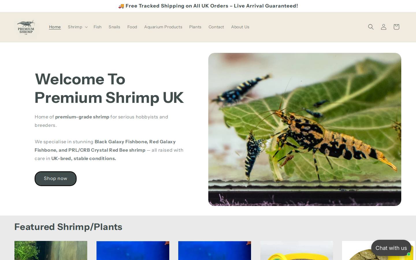 Premiumshrimpuk homepage screenshot