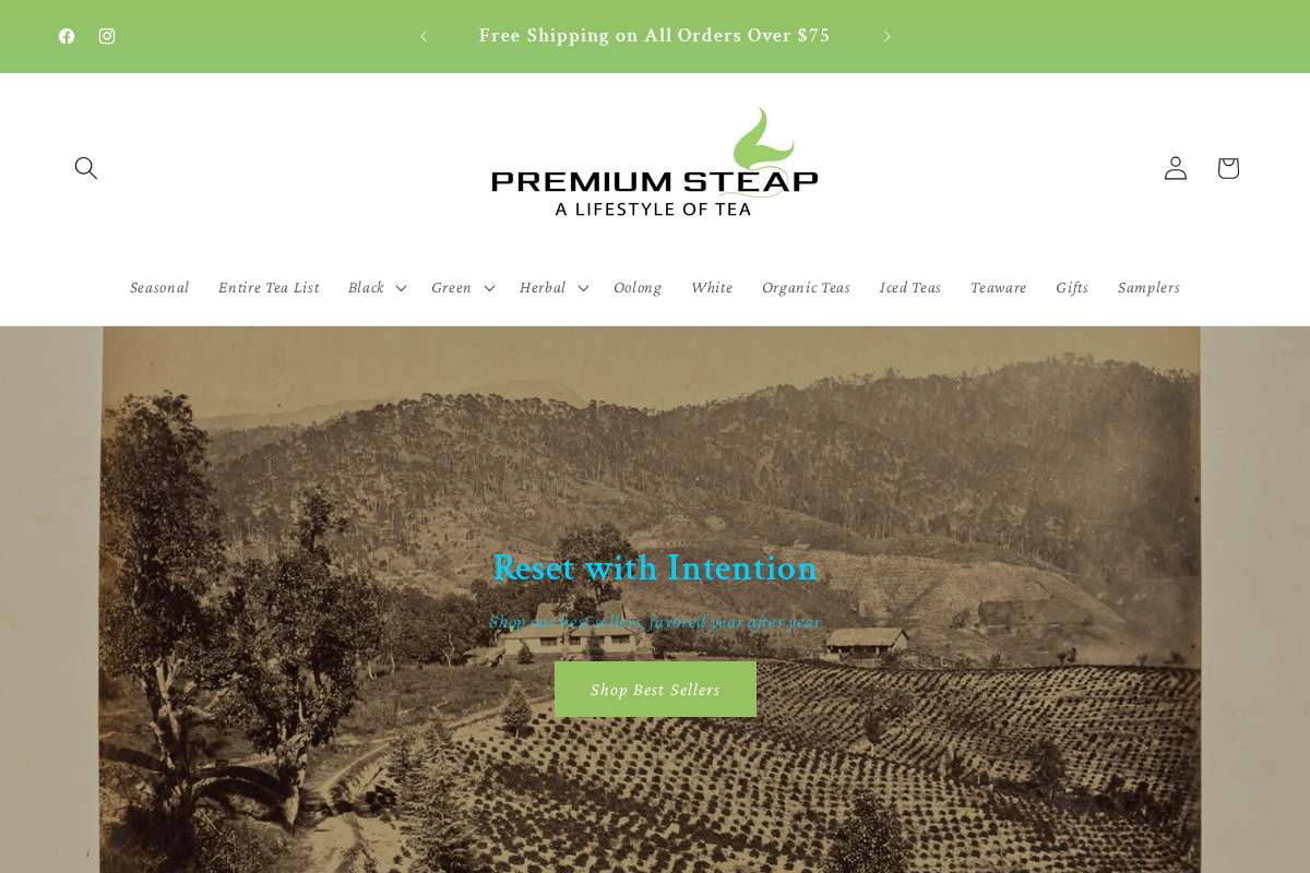 Premium Steap Tea Store homepage screenshot