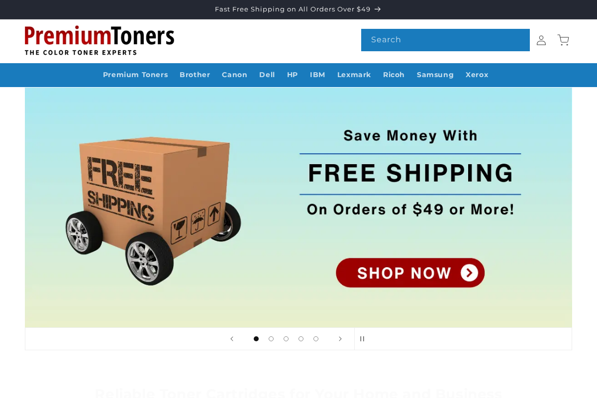 Premium Toners homepage screenshot