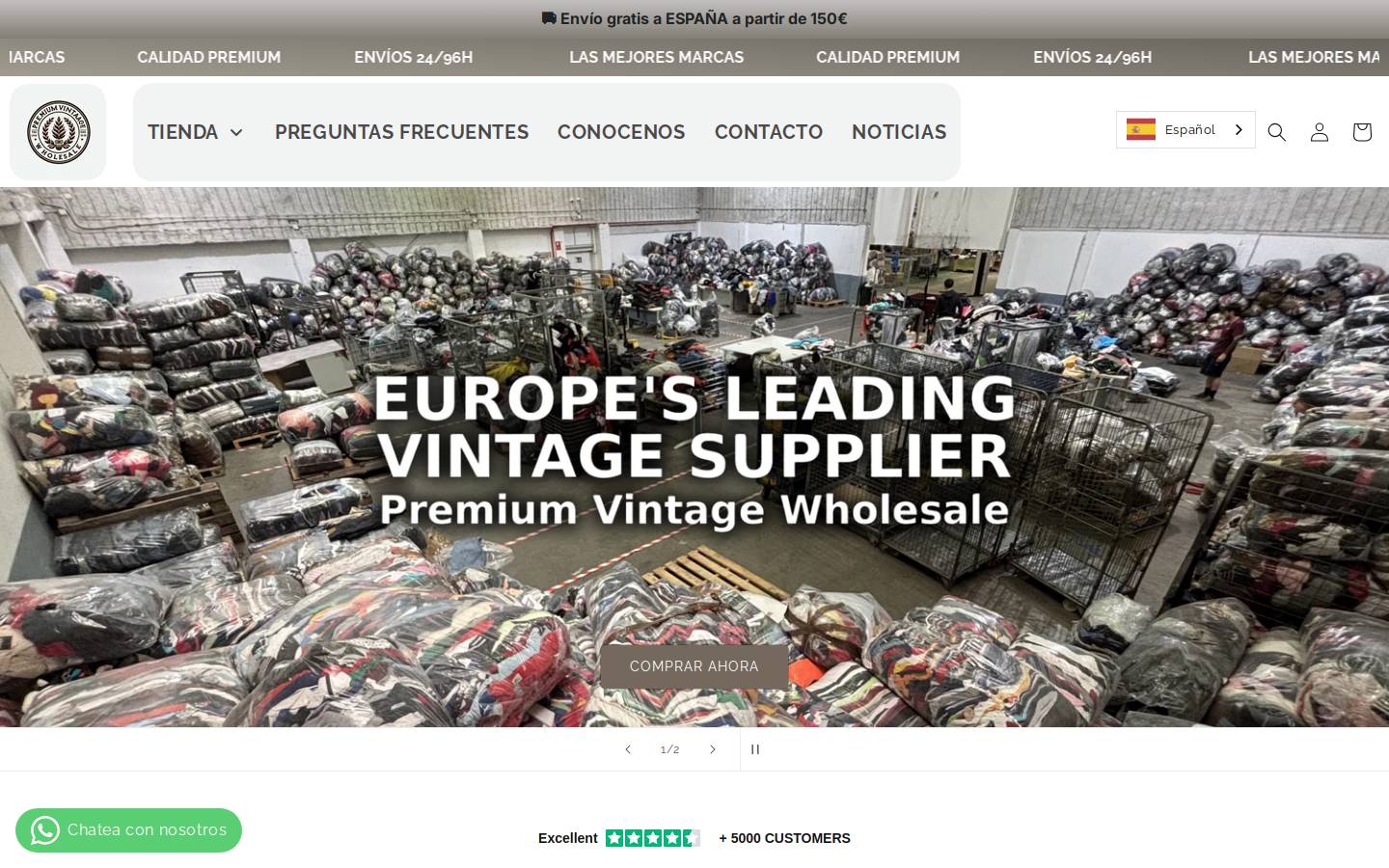 Premiumvintagewholesale homepage screenshot