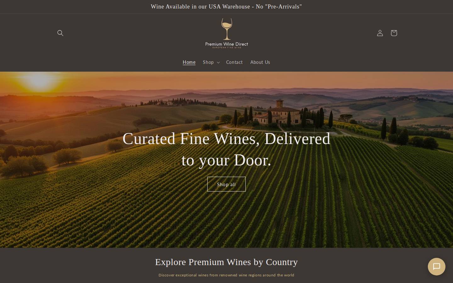 Premiumwinedirect homepage screenshot