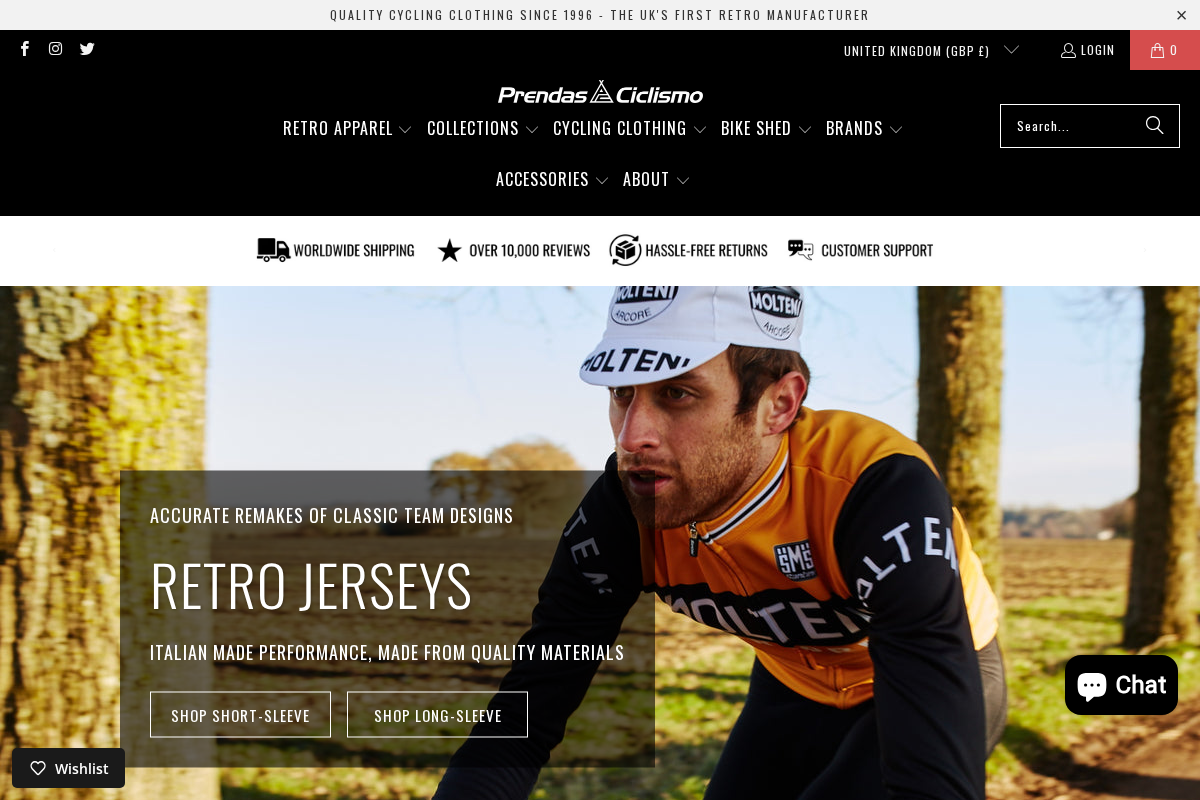 Prendas Ciclismo homepage screenshot
