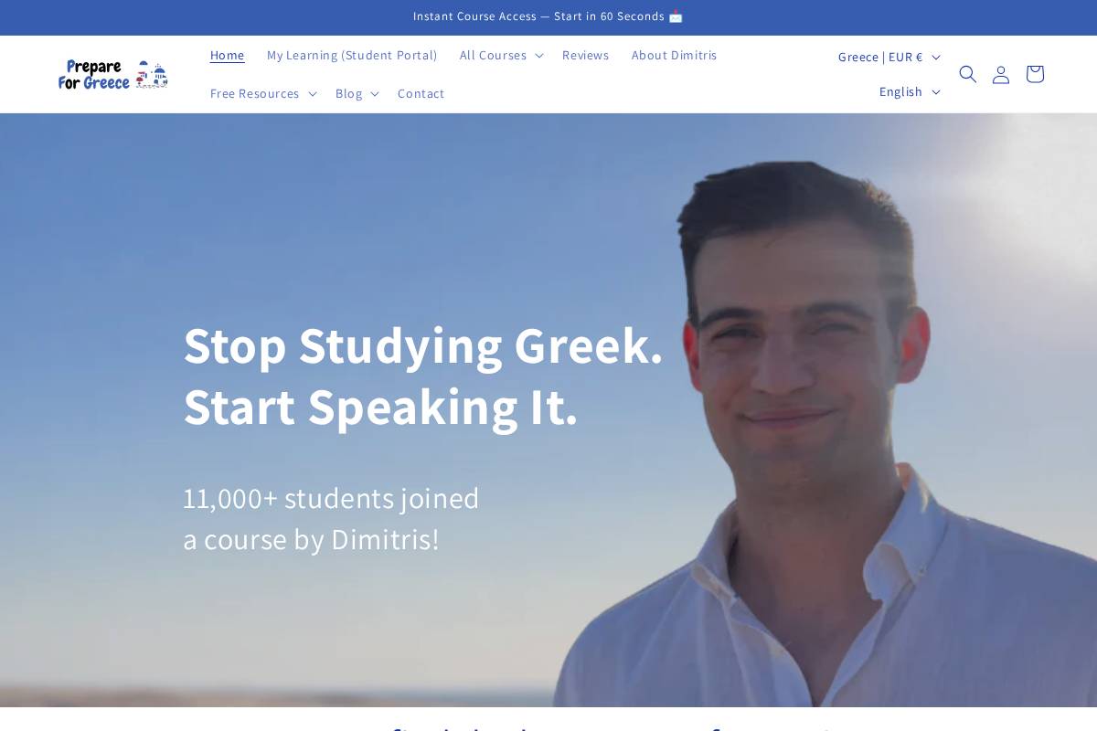 PrepareForGreece homepage screenshot