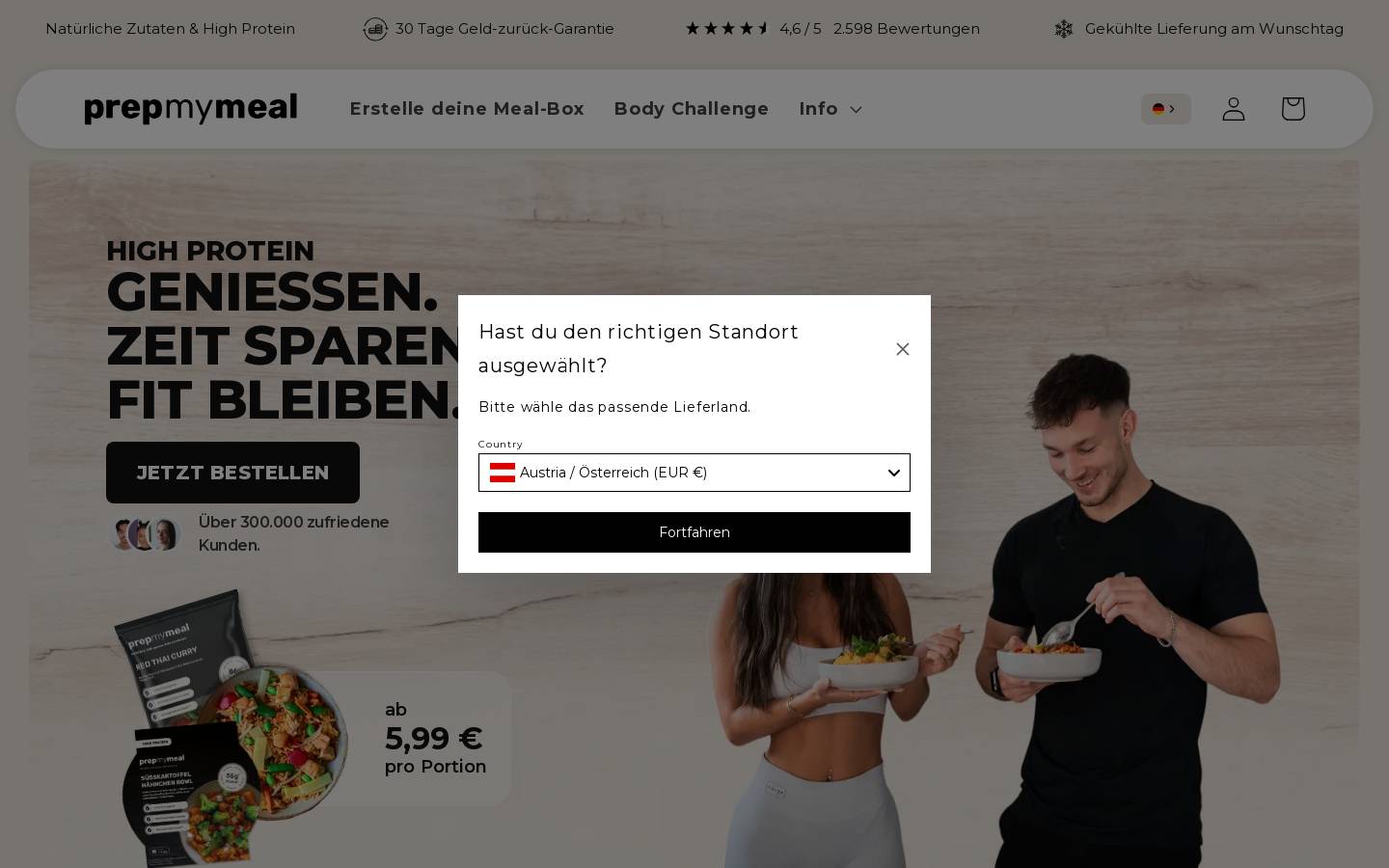 Prepmymeal homepage screenshot