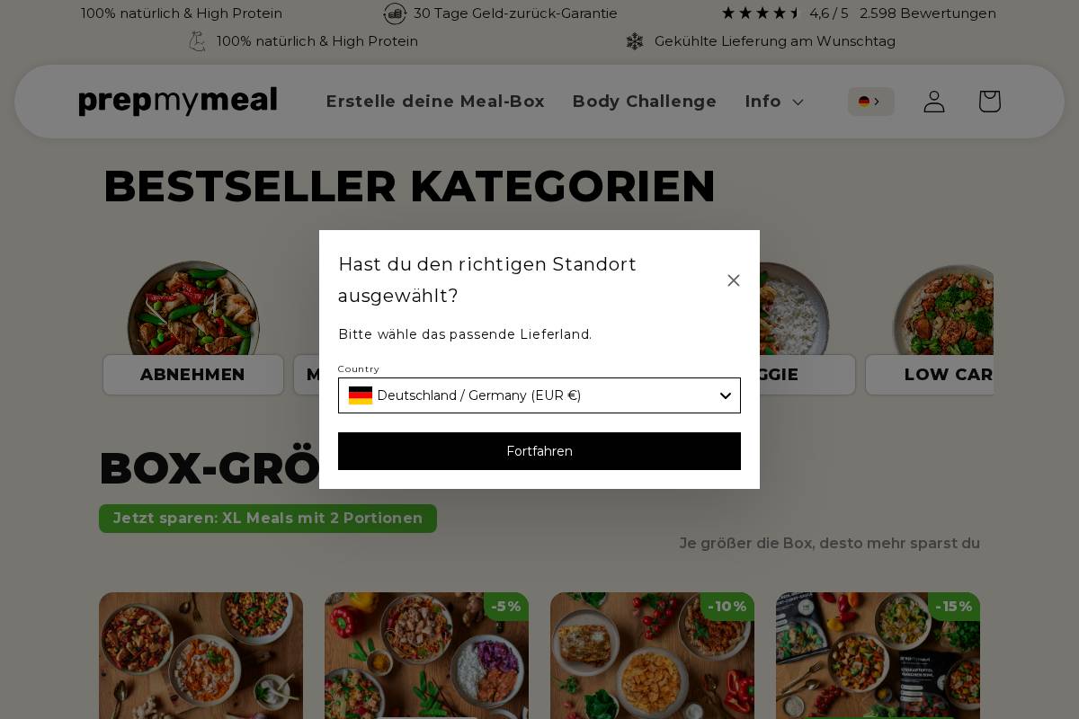 Prepmymeal homepage screenshot