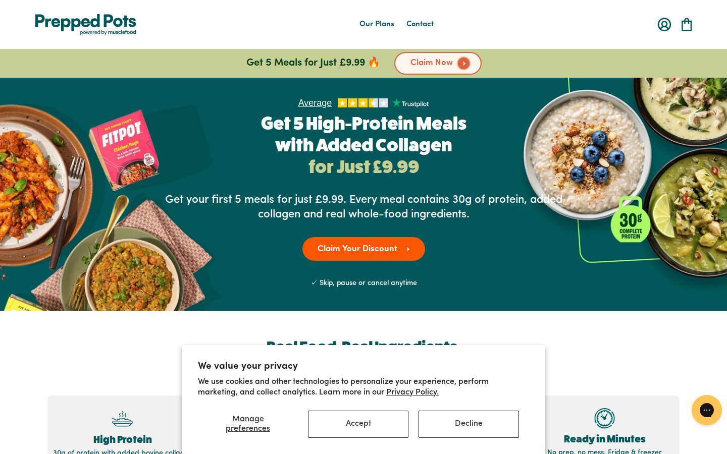 Prepped Pots homepage screenshot