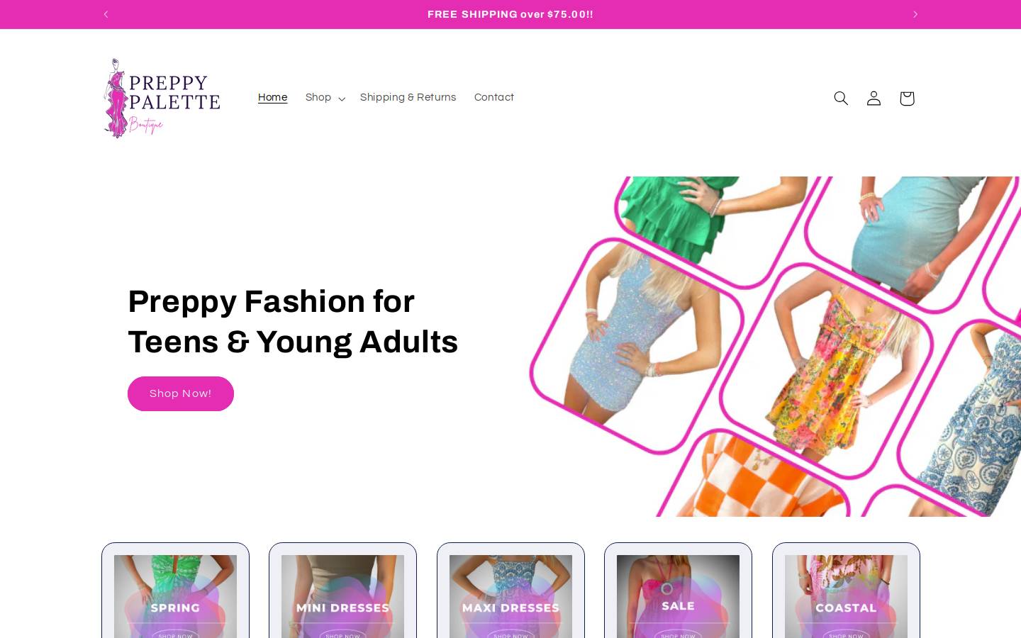 Preppypalette homepage screenshot