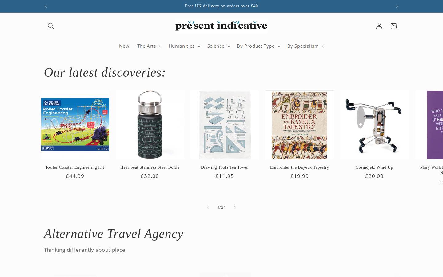 Present Indicative homepage screenshot