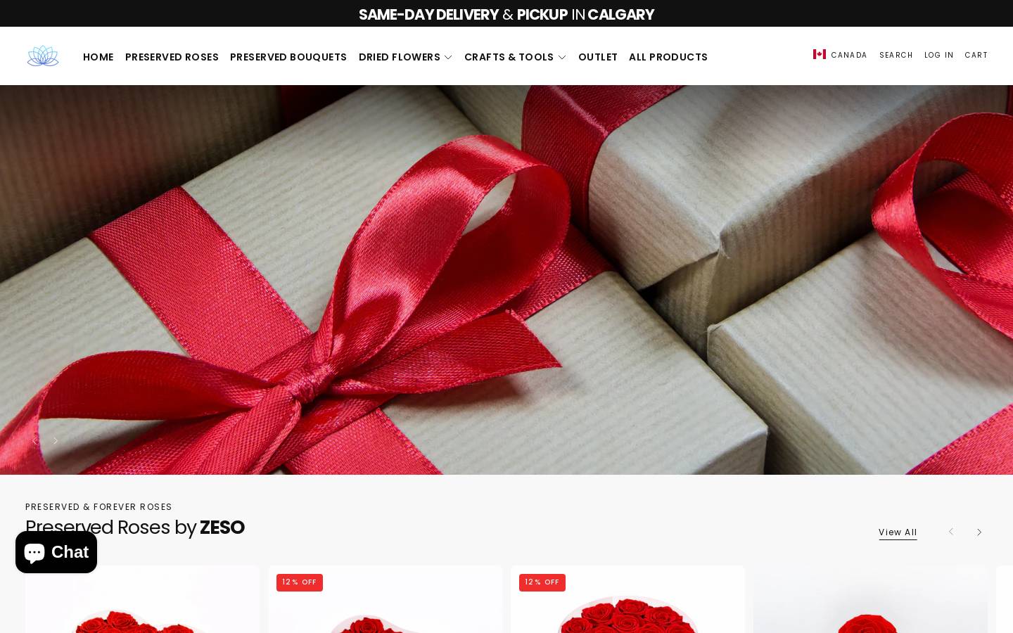 preservedblooms.ca homepage screenshot
