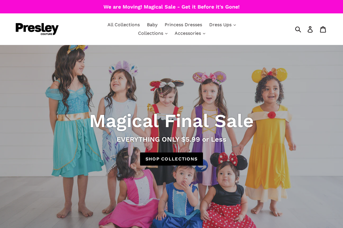 Presley Couture homepage screenshot