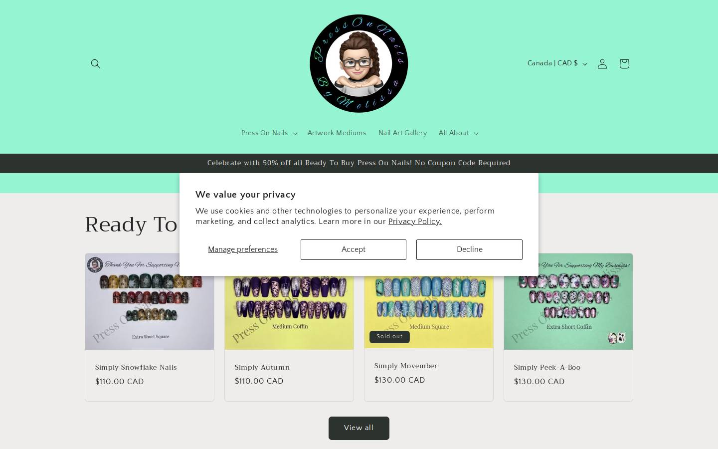 pressonnailsbymelissa.com homepage screenshot