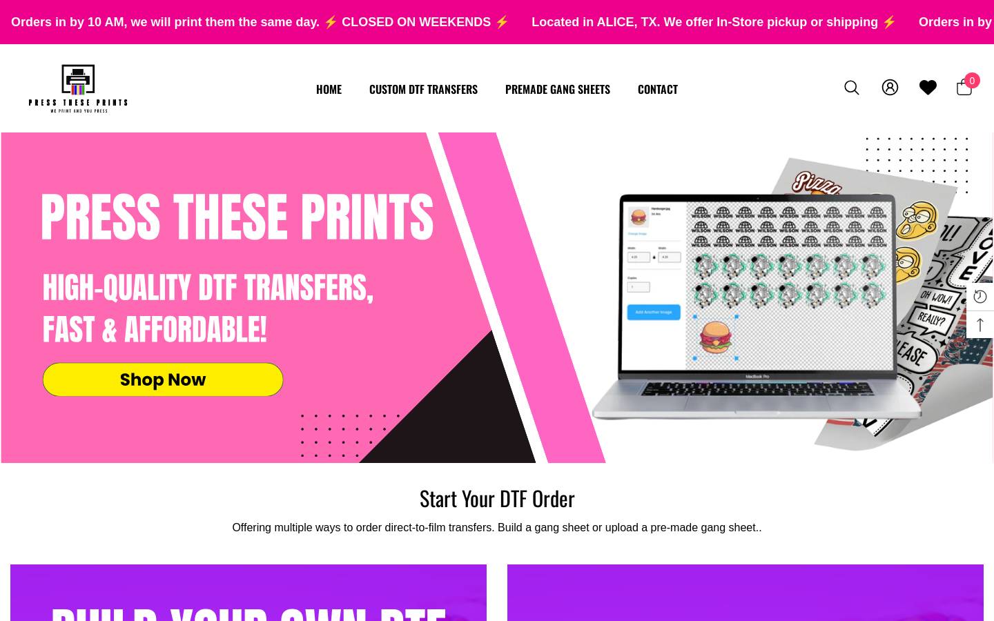presstheseprints.com homepage screenshot