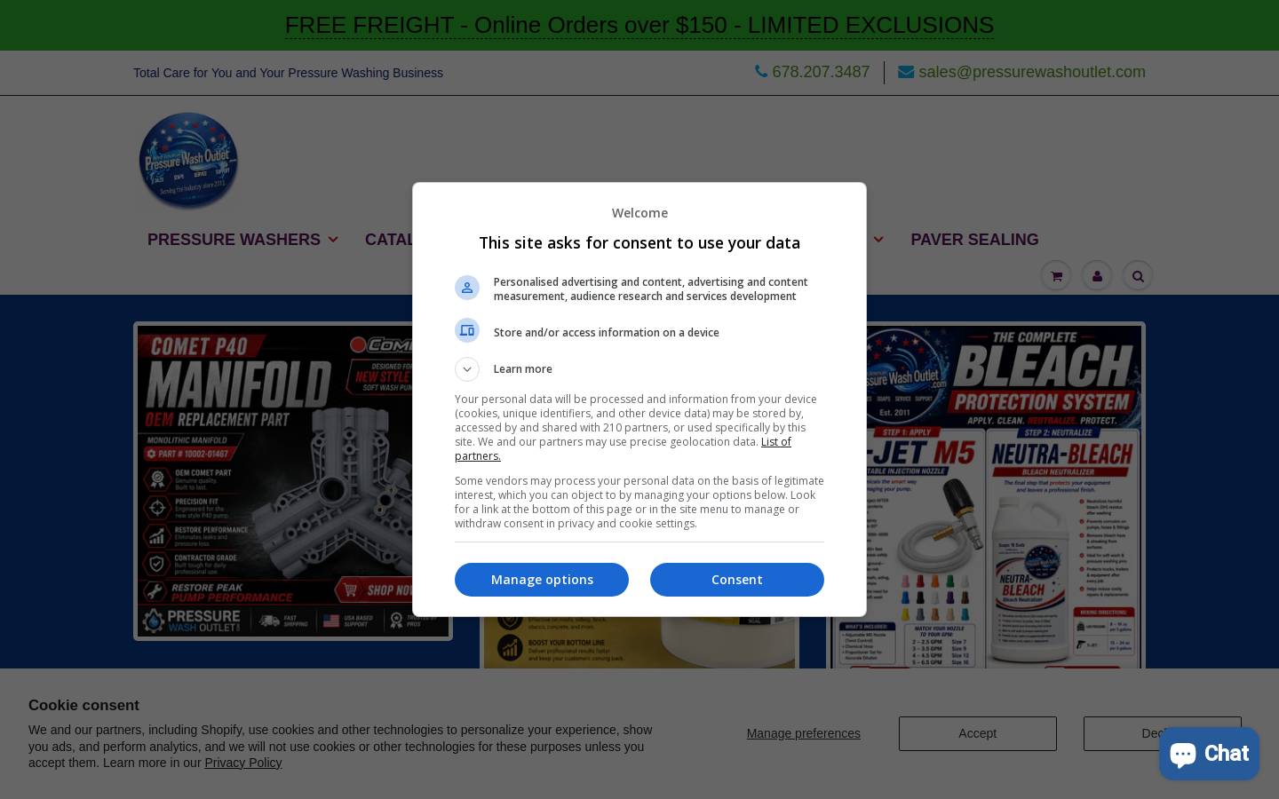 pressurewashoutlet.com homepage screenshot