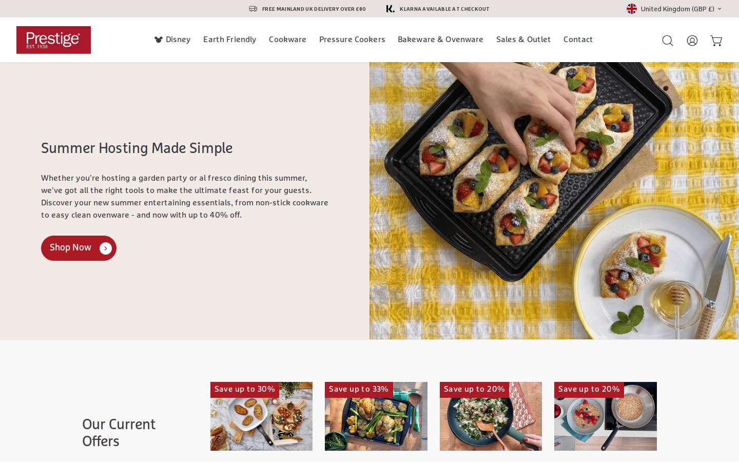 Prestige homepage screenshot