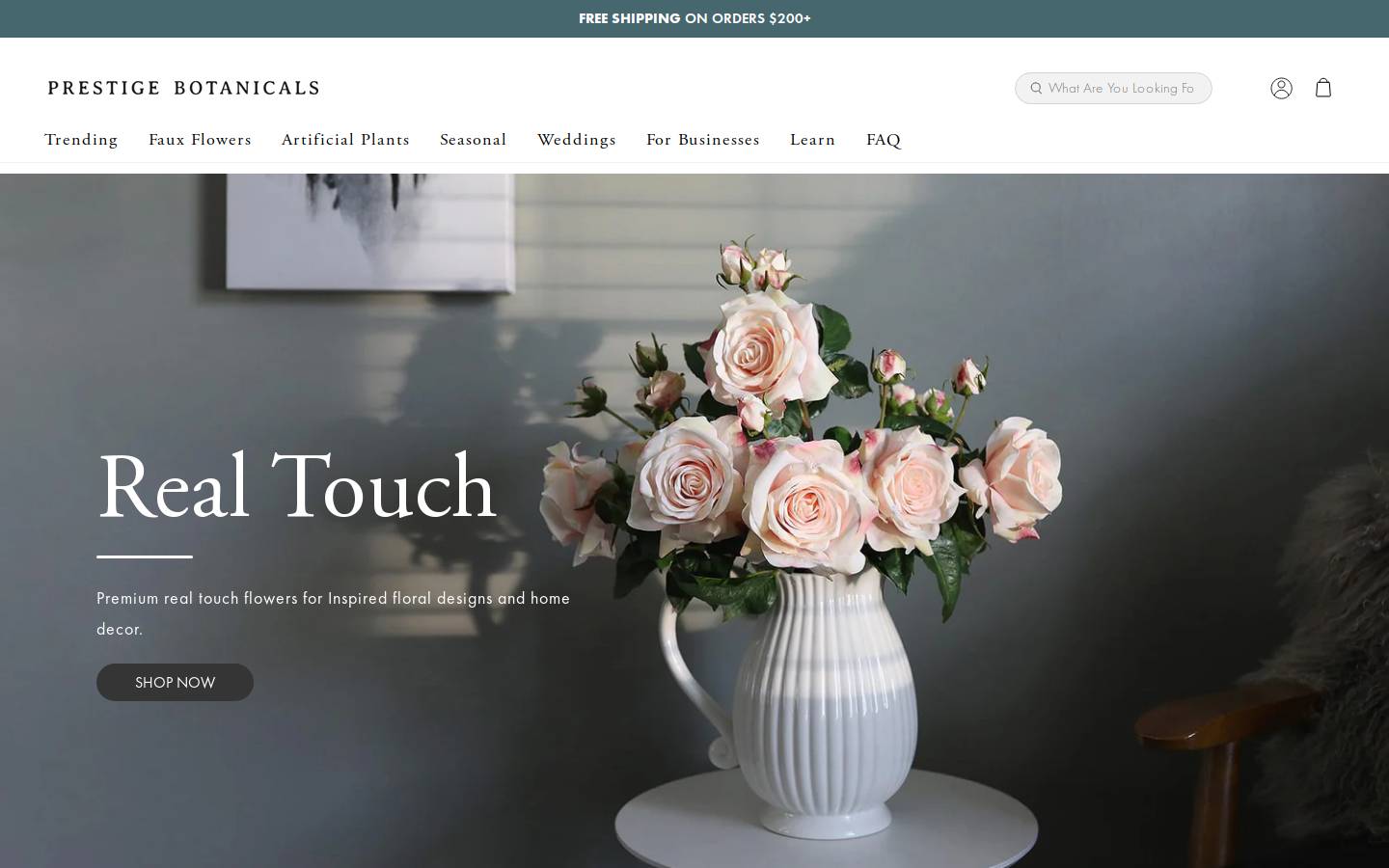 Prestige Botanicals homepage screenshot