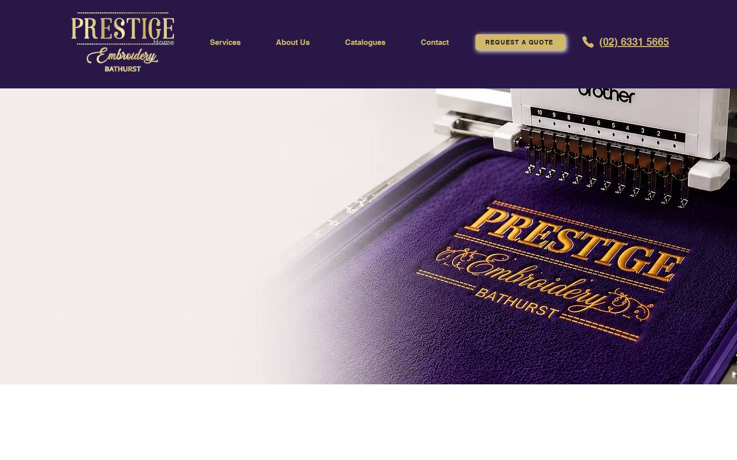 prestigeembroidery.com.au homepage screenshot