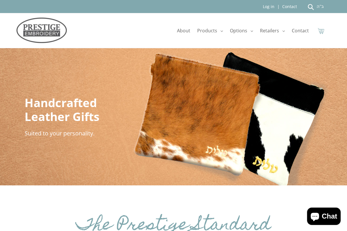 Prestige Embroidery homepage screenshot