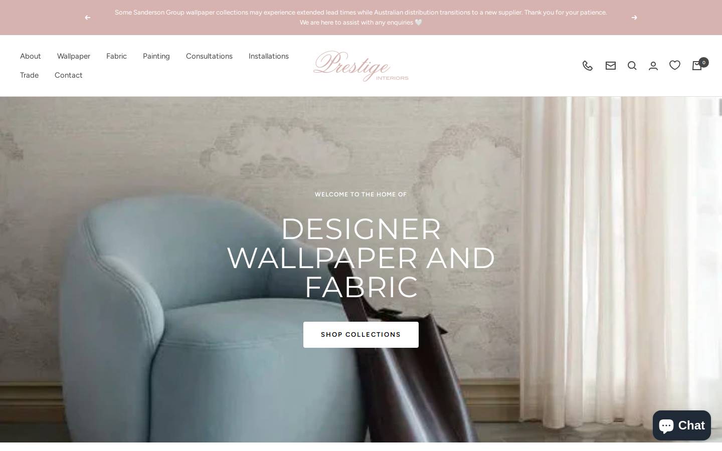 prestigeinteriorswa.com.au homepage screenshot