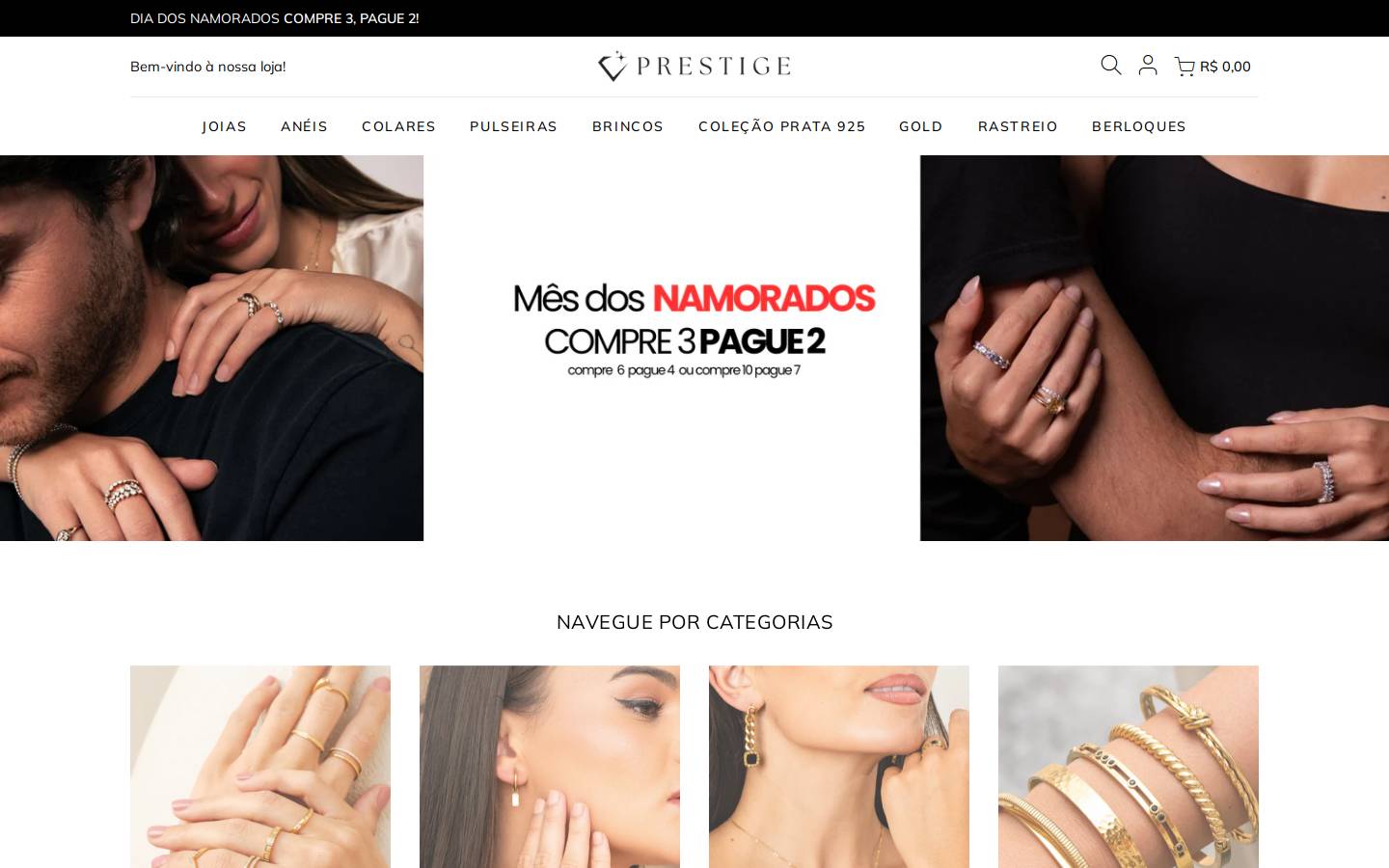 prestigejoias.com homepage screenshot