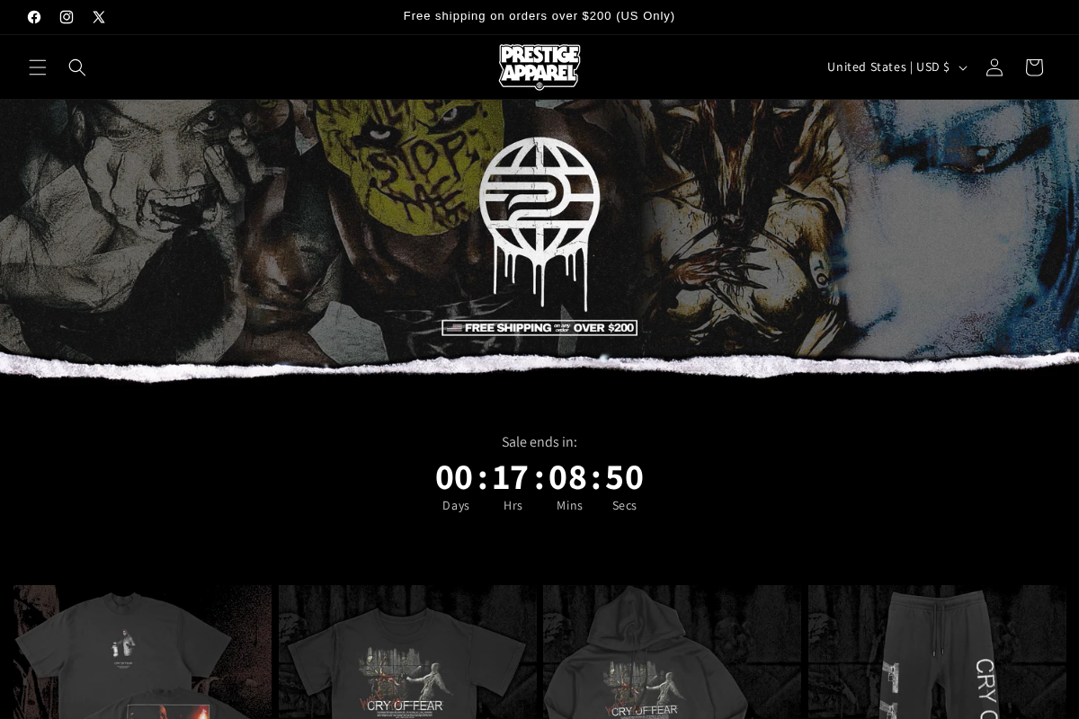Prestige Merch Supply homepage screenshot