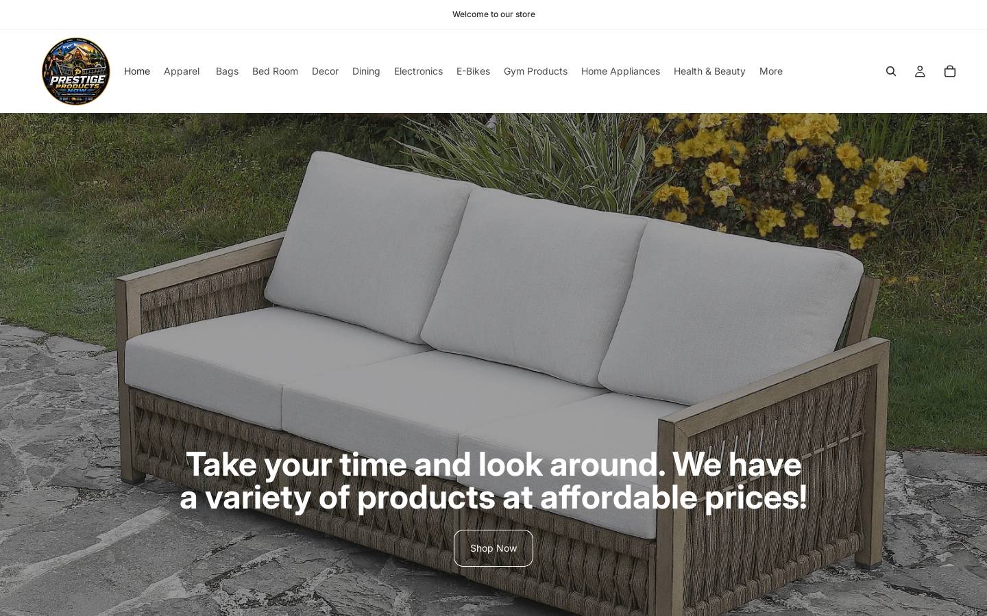 prestigeproductsnow.com homepage screenshot