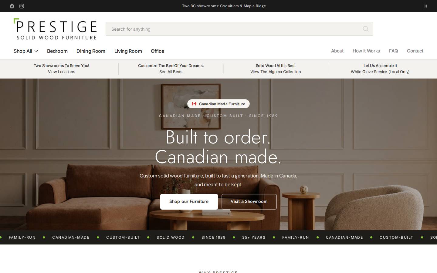 prestigesolidwood.ca homepage screenshot