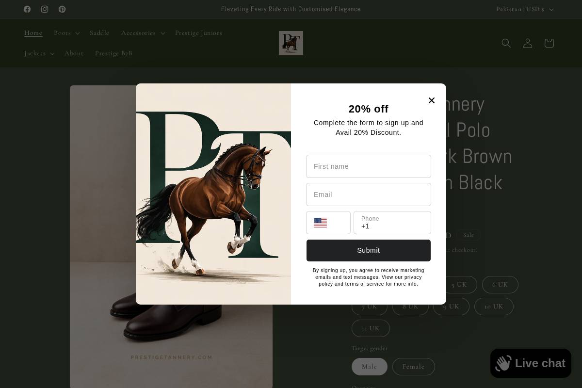 prestigetannery.com homepage screenshot