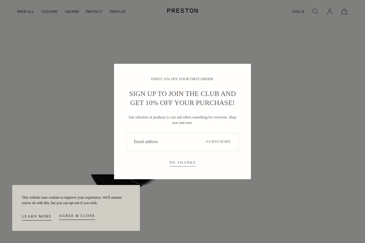 prestongrooming.com homepage screenshot