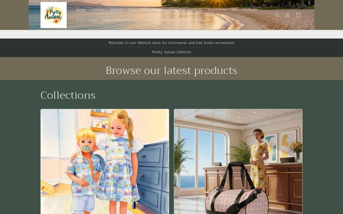 prettyaulanisactivewear.com homepage screenshot