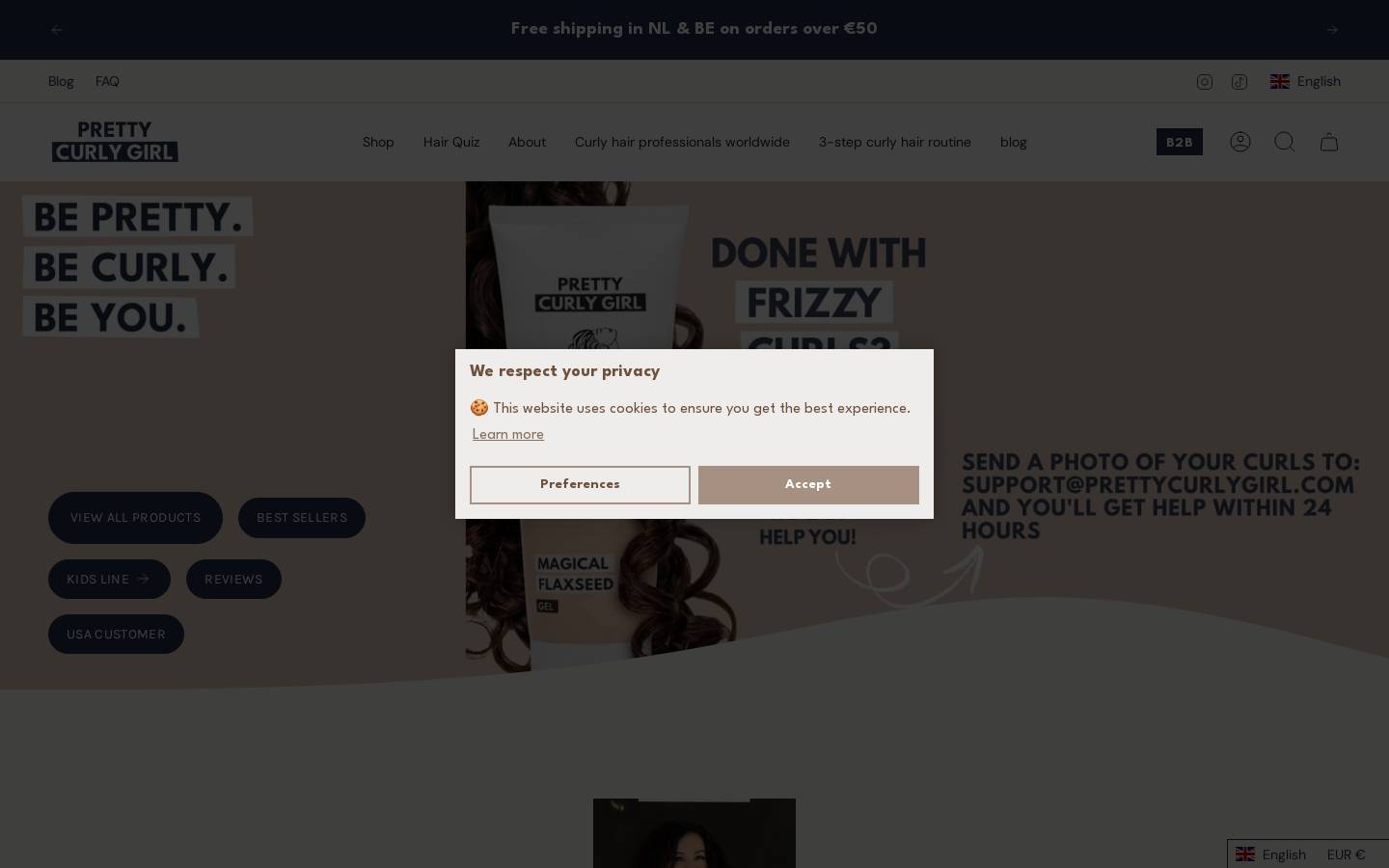 Prettycurlygirl homepage screenshot