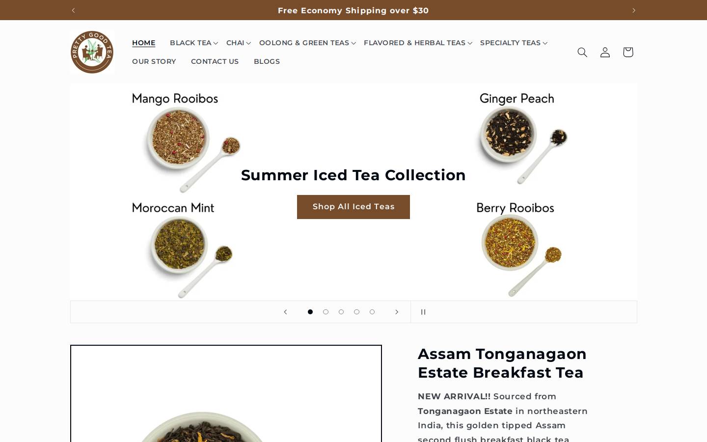 prettygoodtea.com homepage screenshot