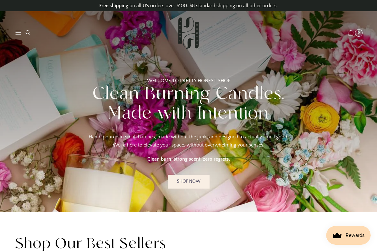 Pretty Honest Candles homepage screenshot