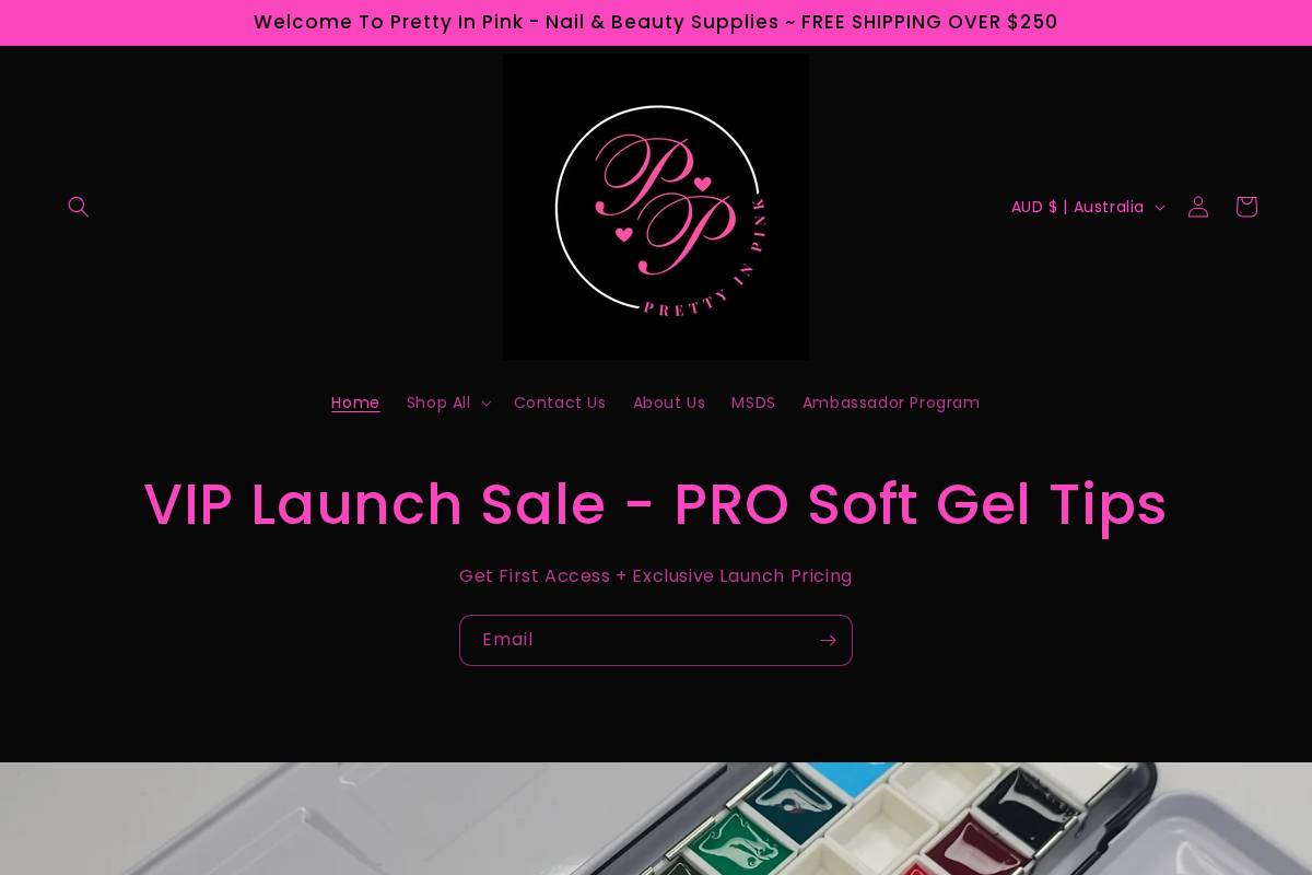 prettyinpinknailandbeautysupplies.com homepage screenshot