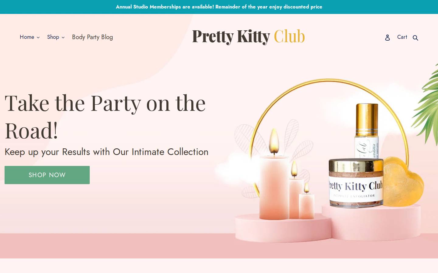 prettykittyclub.com homepage screenshot