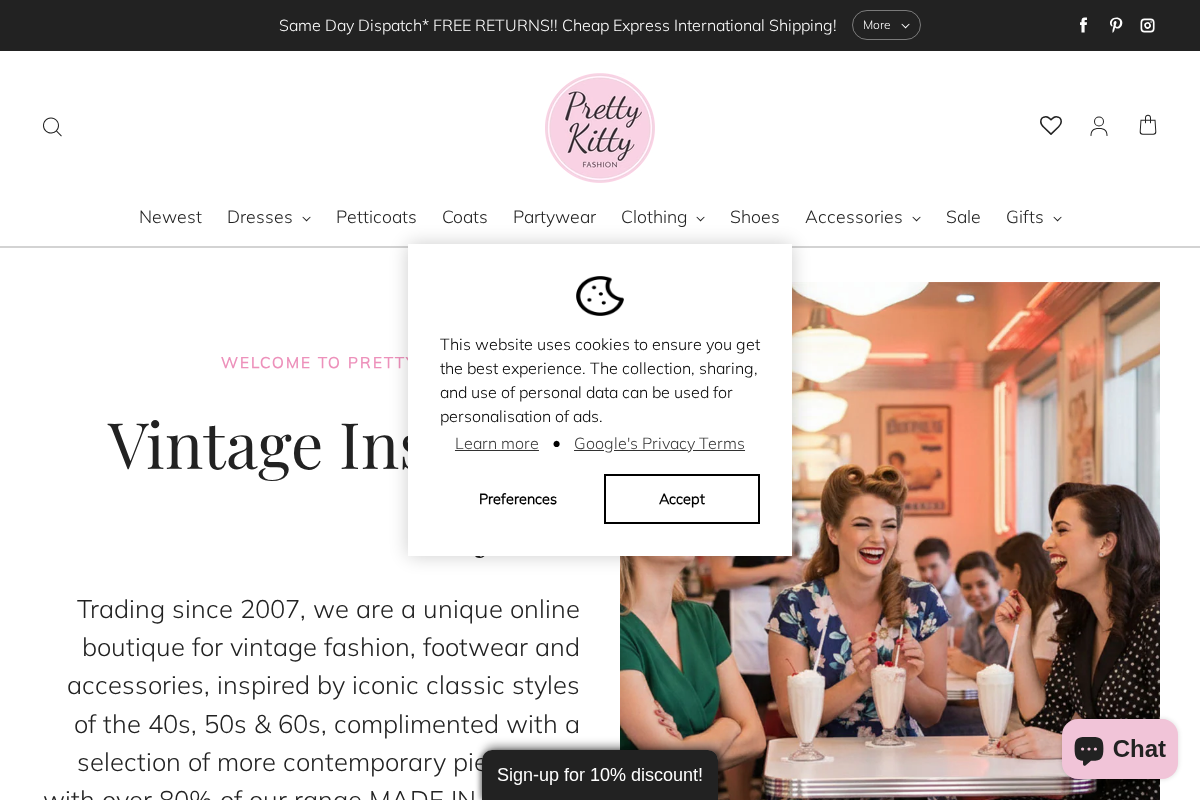 Pretty Kitty Fashion homepage screenshot