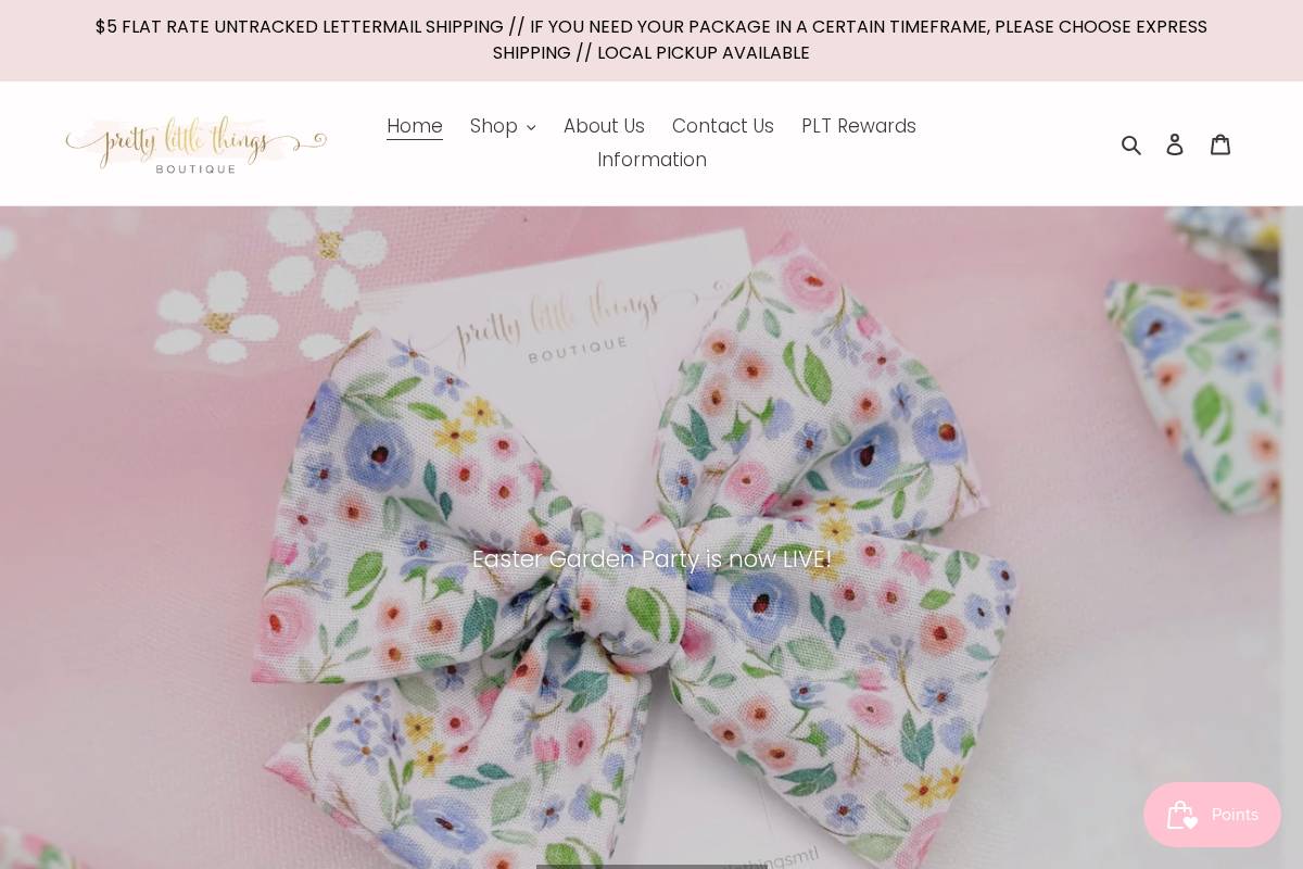 prettylittlethingsboutique.ca homepage screenshot