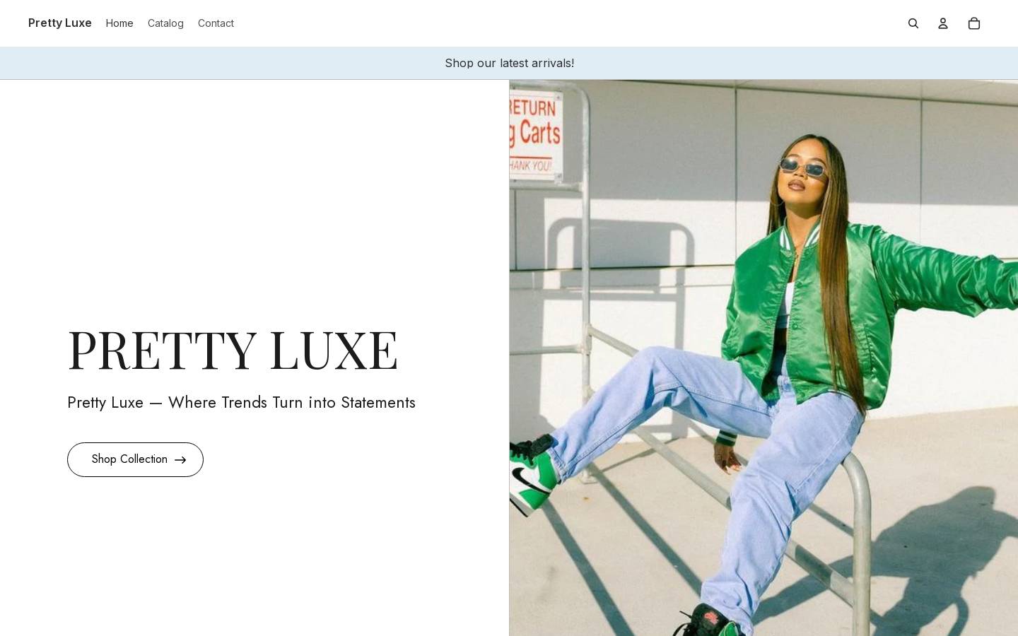 prettyluxe.shop homepage screenshot