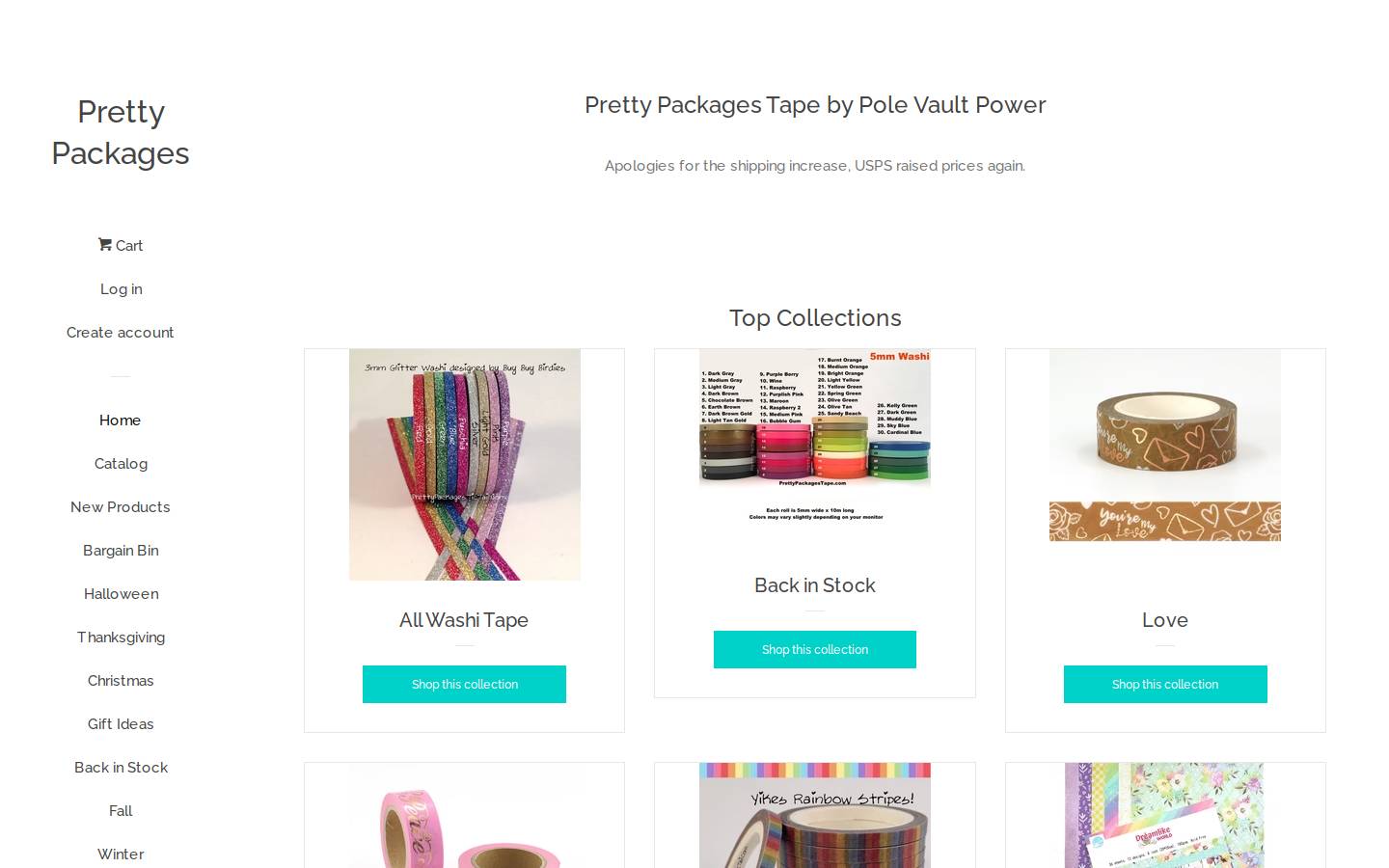 prettypackagestape.com homepage screenshot