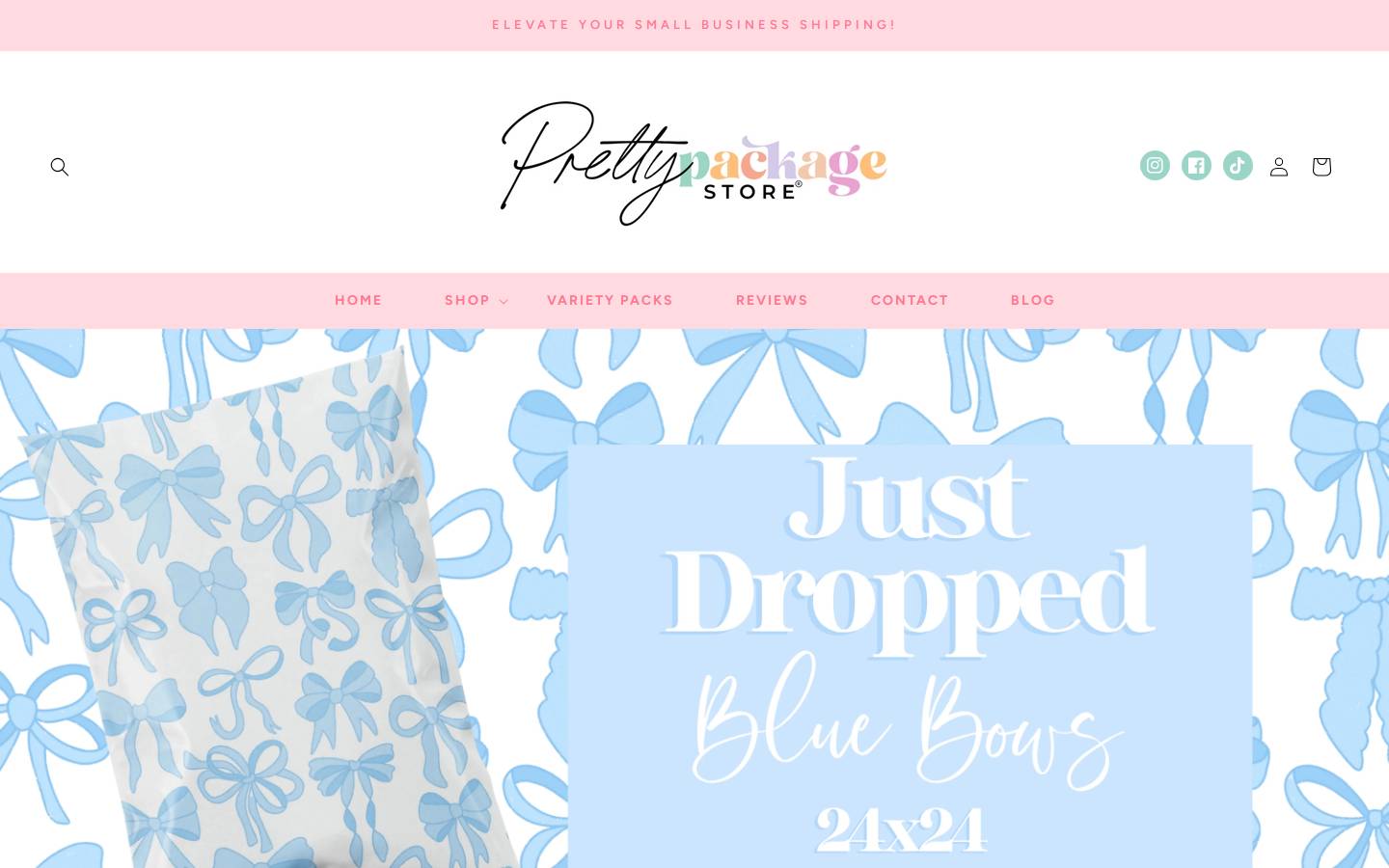 prettypackagestore.com homepage screenshot