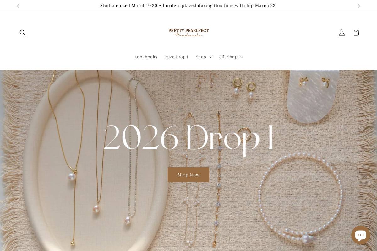 prettypearlfect.com homepage screenshot