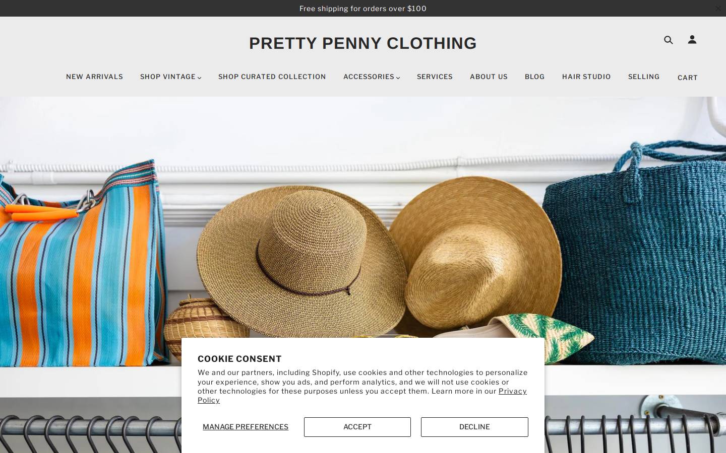 prettypennyclothing.com homepage screenshot