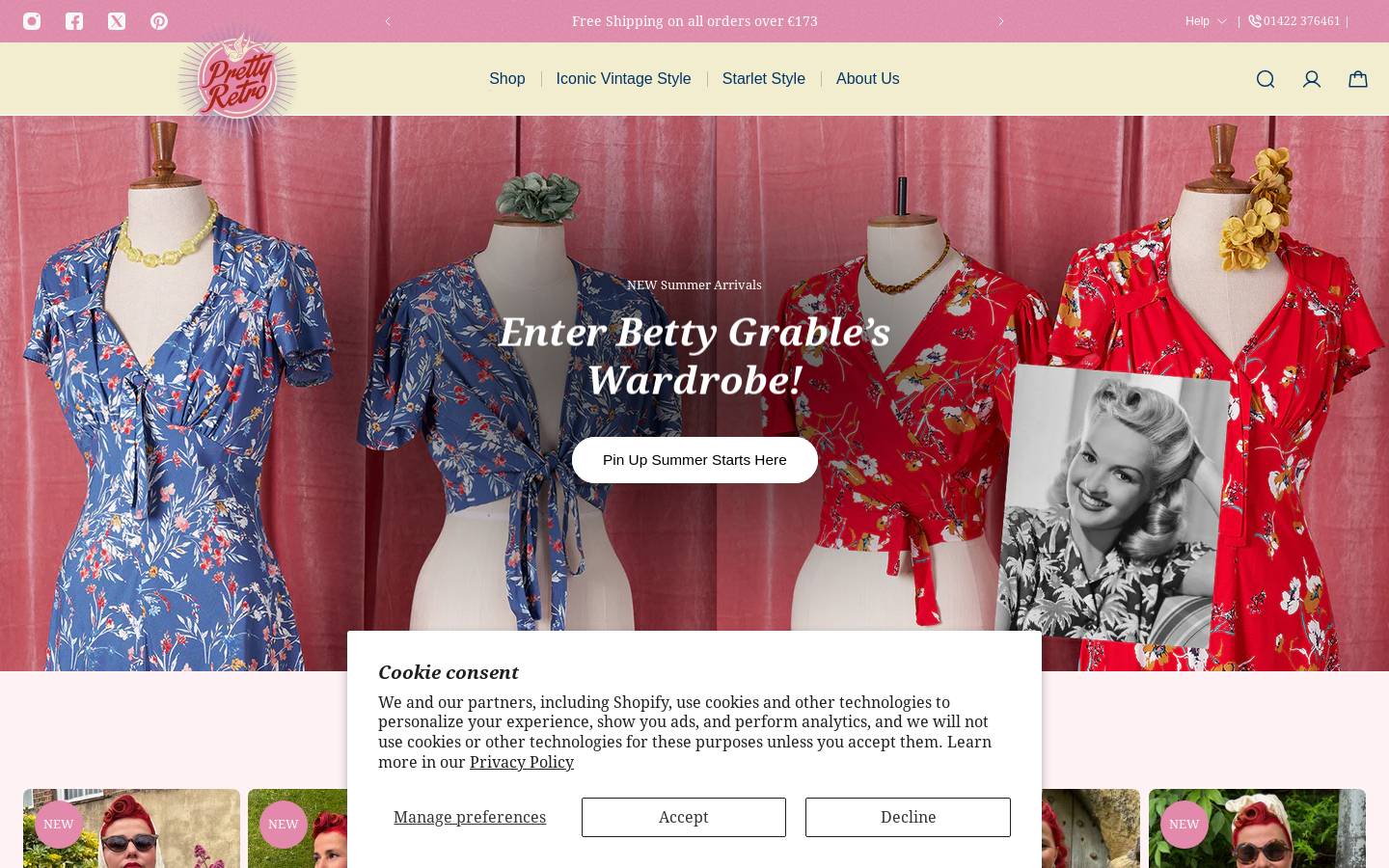 prettyretro.co.uk homepage screenshot